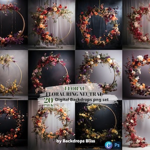 Floral ring Neutral Set Digital Backdrop Maternity Backdrop Overlays Studio Backdrop Floral hoop Overlay Fine Art Texture Photoshop Overlay