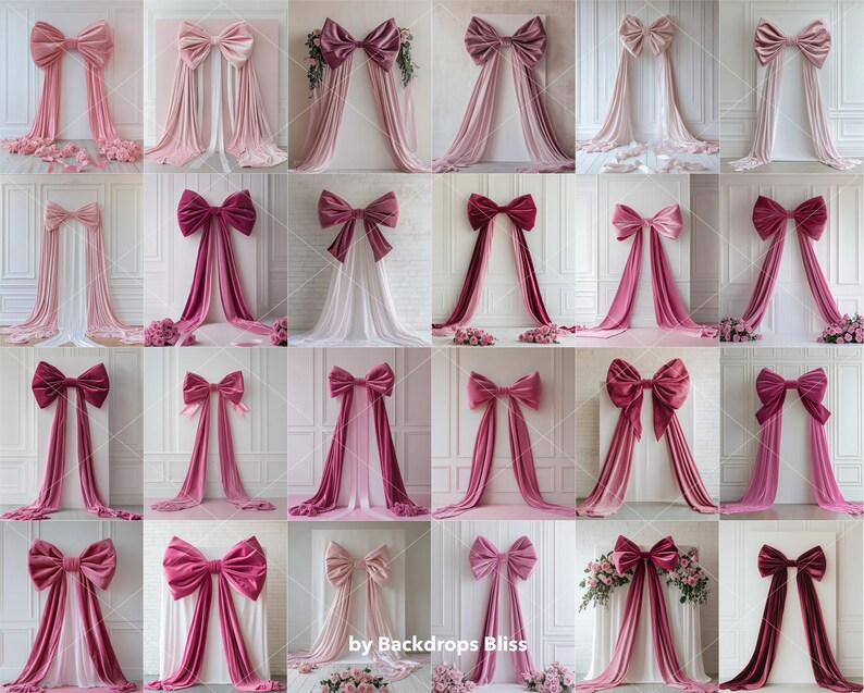 Digital Backdrop Giant Bow Backdrop in PNG - Pink Bow Backdrop ...