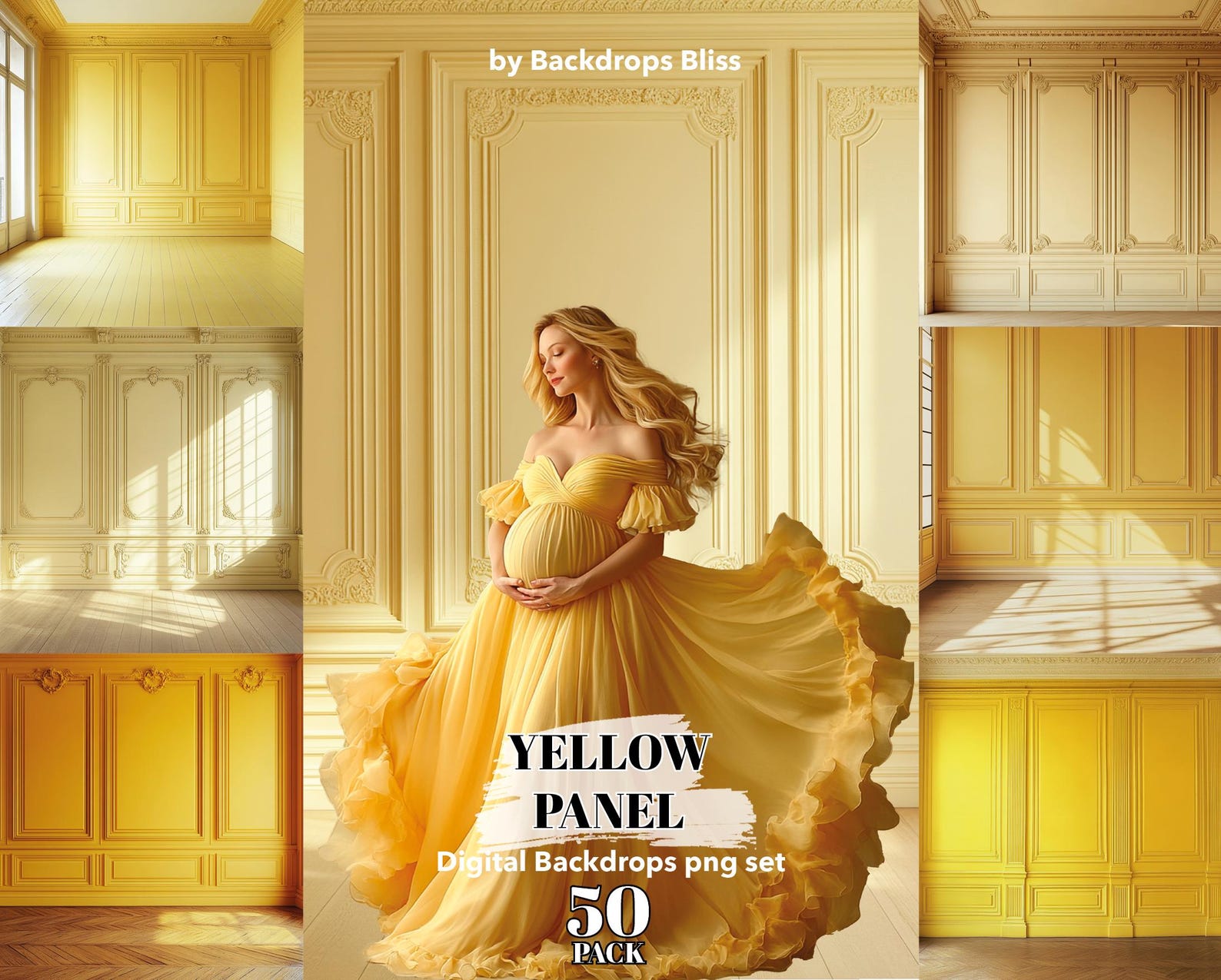 Spring Yellow Backdrop Maternity Backdrop Overlays Yellow Maternity Digital Backdrop Studio ...