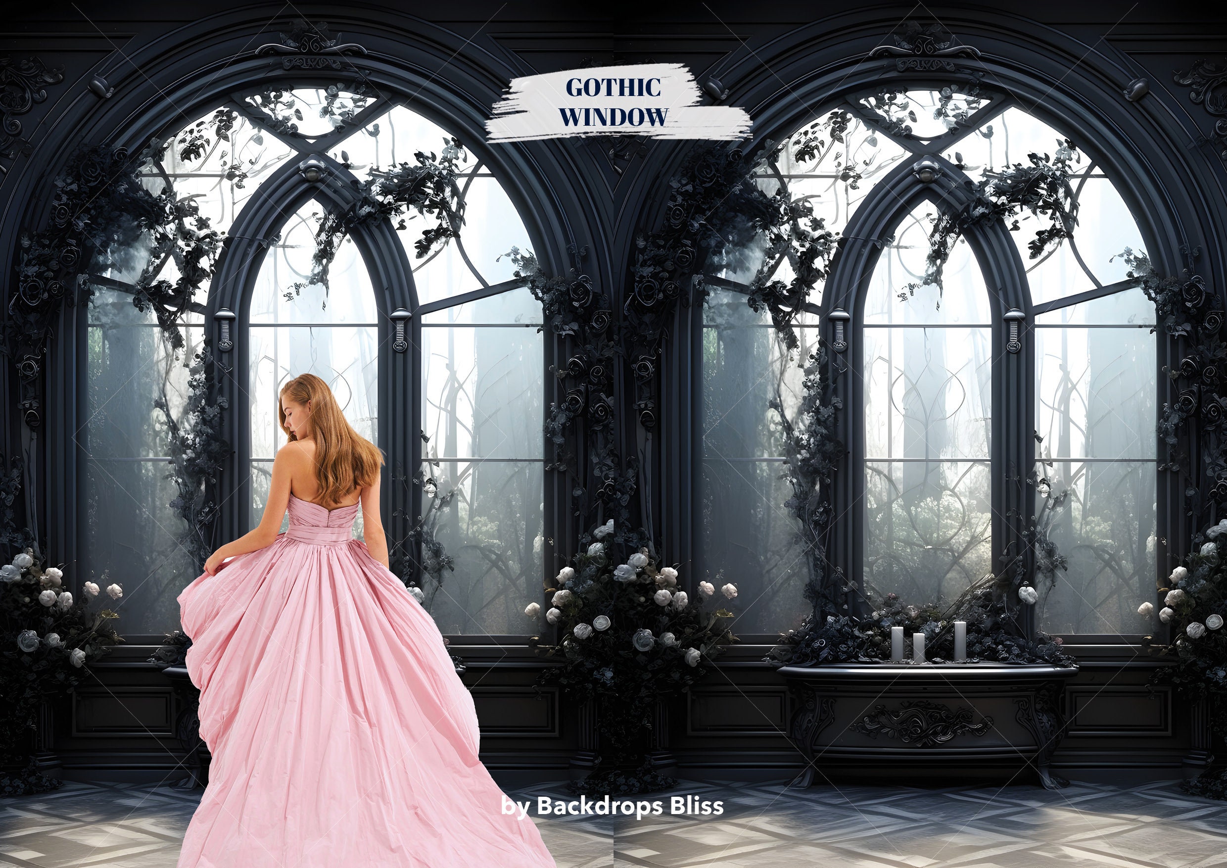 10x Digital Gothic Window Art Backdrop Studio Floral - Etsy