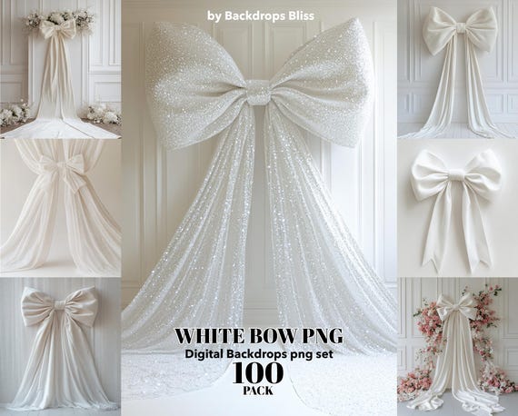 Digital giant bow backdrop white bow png ribbon overlay white portrait backdrops maternity backdrop overlays engagement backdrop wedding