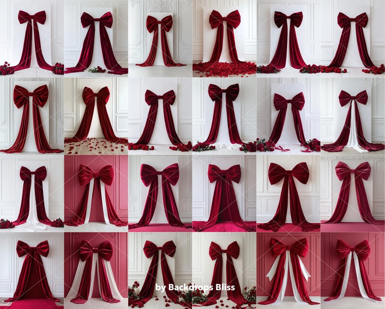 Digital Backdrop PNG Giant Bow Backdrop Red Backdrop Decor Overlay ...