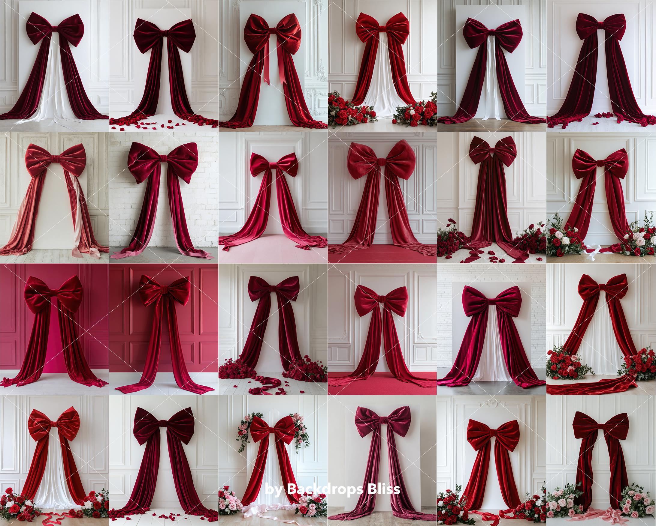 Digital Backdrop PNG Giant Bow Backdrop Red Backdrop Decor Overlay ...