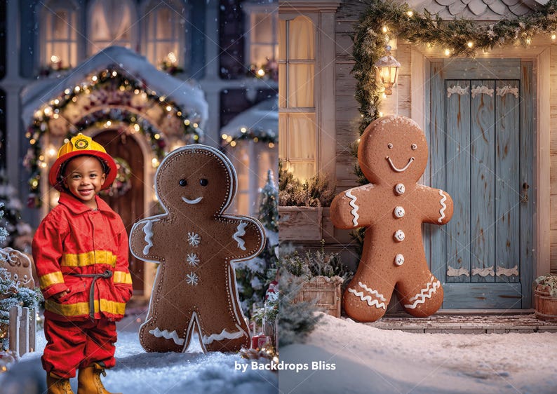 Gingerbread Child Computer Background Gingerbread House Digital Backdrop Christmas Background Photo Christmas ...