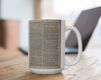 Historical Ceramic Mug, Declaration of Independence, 4th of July Gift, American History, Revolutionary War Mug, Patriotic Coffee Cup