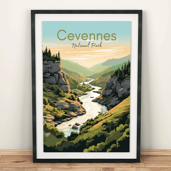 Parc National des Cévennes | art mural unique | Impression de voyage en France | Décoration d'intérieur européenne | Affiche encadrée