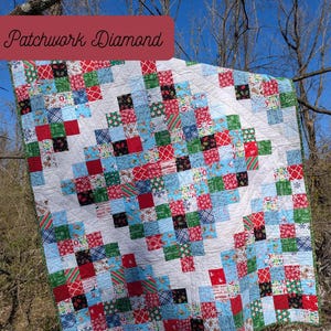 Patchwork Diamond Scrap Quilt Pattern: Throw Size