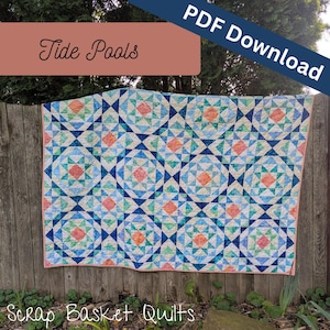 Tide Pools Scrap Quilt Pattern: Multiple Sizes