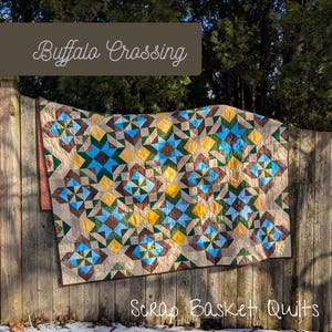 Buffalo Crossing Scrap Quilt Pattern: Multiple Sizes