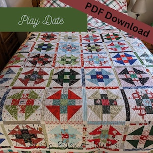 Play Date Scrap Quilt Pattern - Digital Quilt Pattern - Multiple Sizes - Baby - Throw - King