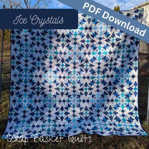 Ice Crystals Scrap Quilt Pattern: Multiple Sizes