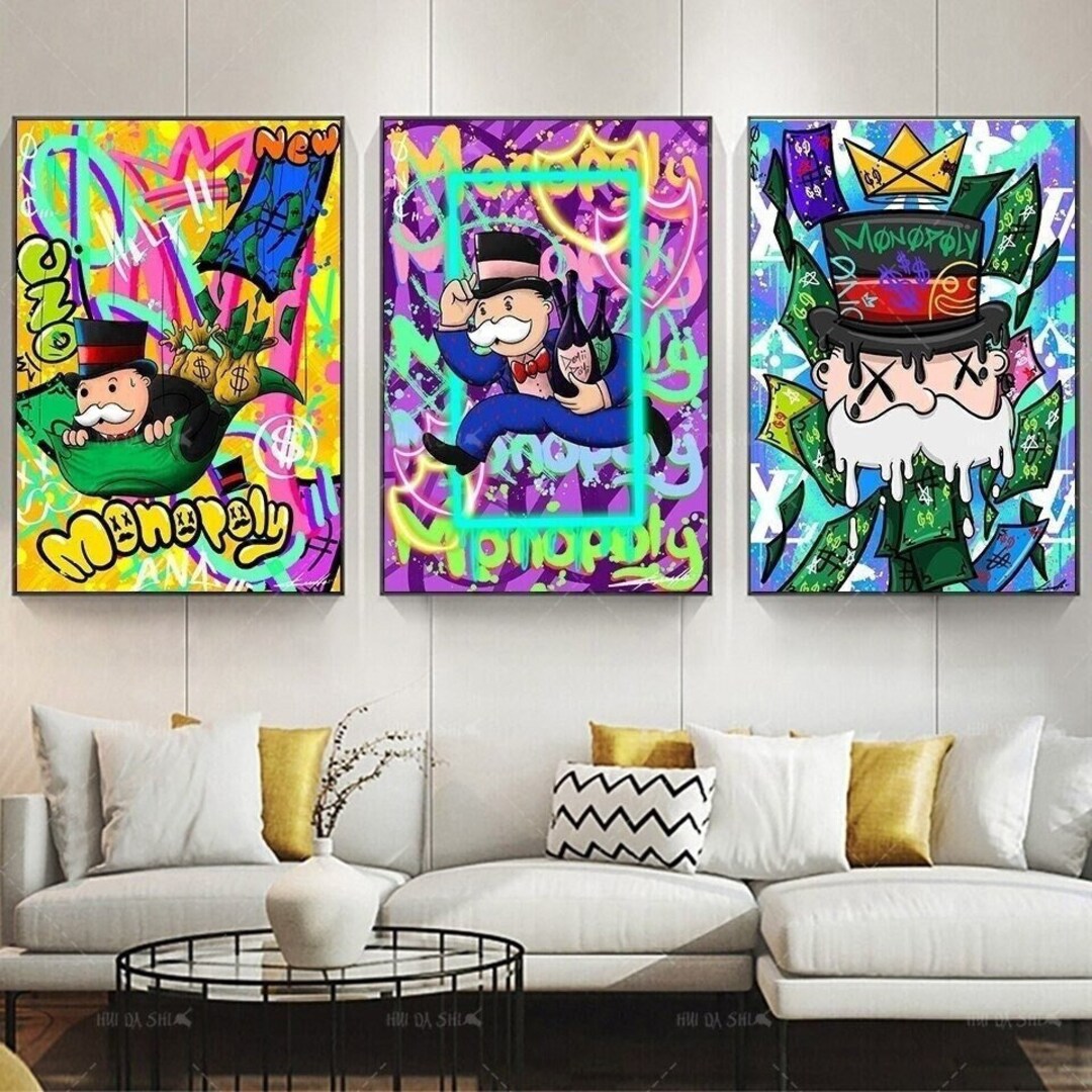 Monopoly Falling Money Canvas Prints Fun Art for Gamers Etsy