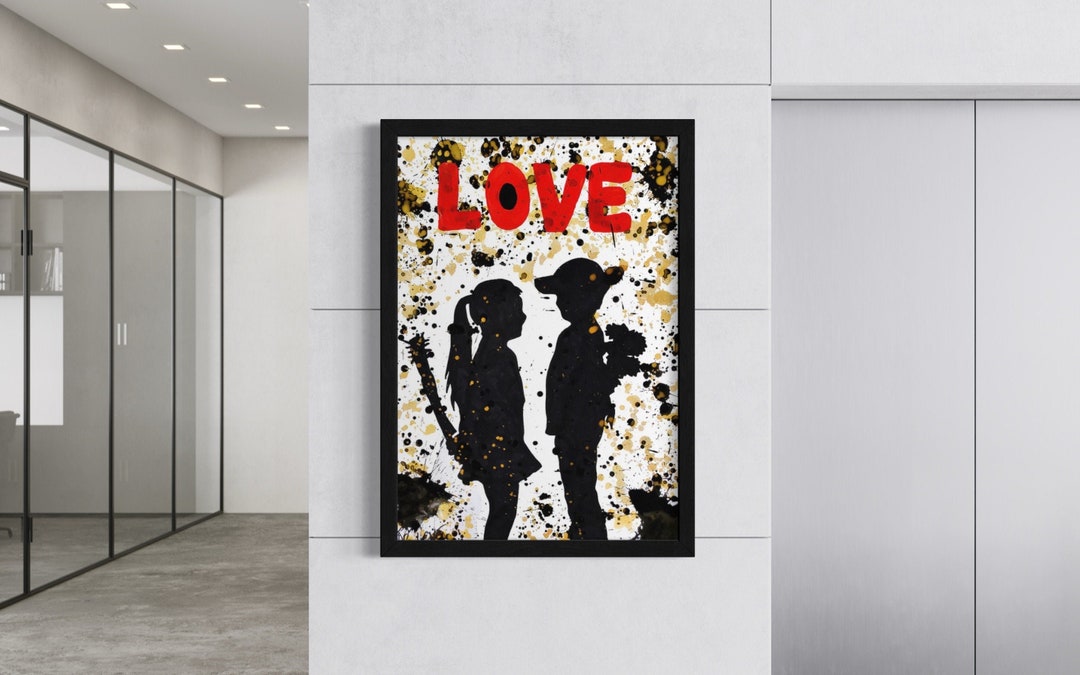 Love Graffiti Canvas Painting Unique Office Wall Art Modern Etsy