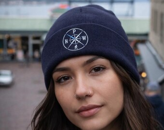 Pacific Northwest Compass Sasquatch Beanie | Embroidered Cuffed Beanie