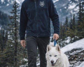 WOLF Embroidered Fleece Jacket | Columbia Full-Zip Charcoal Embroidery