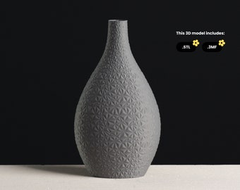STL-bestand driehoekige vaas met textuur, 3D-printermodel voor 3D-printen in vaasmodus