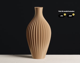 Jarrón botella con textura (archivo STL), modelo 3D para impresión 3D en modo jarrón