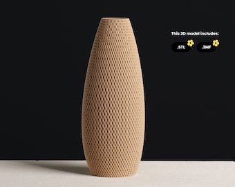 Textured Ellipse Vase STL file, 3D Model for Vase Mode 3D Printing