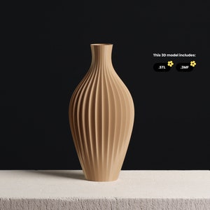 Bottle Vase with Texture STL file, 3D Model for 3D Printing in Vase Mode