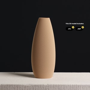 Textured Ellipse Vase STL file, 3D Model for Vase Mode 3D Printing