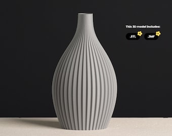 Striped Oval Vase STL file, 3D Print Model for Vase Mode 3D Printing