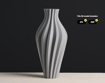 Sleek Bulb Vase STL file for 3D Printer, 3D Model Spiral Vase Mode
