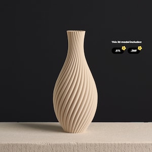 Swirl Vase STL file, 3D Model for 3D Printing in Vase Mode