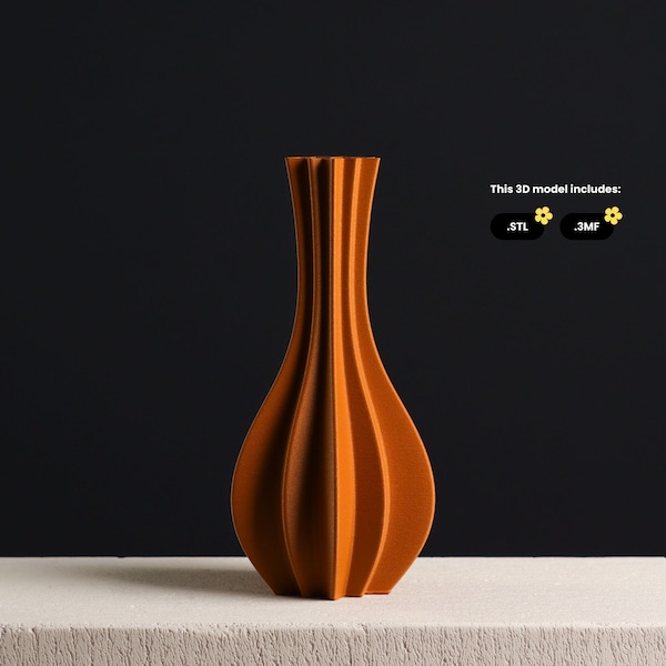 Modern Vase STL file for 3D Printer, 3D Model Spiral Vase Mode