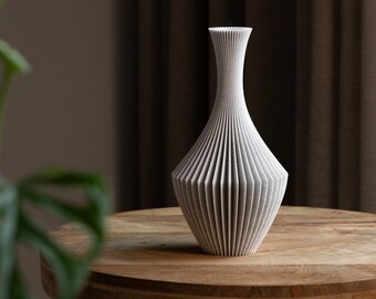 Vaas AKARI - modern minimalistisch ontwerp met diepe groeven - STL-afdrukbestand voor 3D-printen