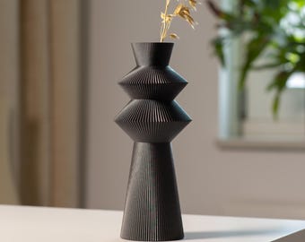 Vaas KIRA - Geometrische vaas met geribbelde textuur - STL-afdrukbestand voor 3D-printen