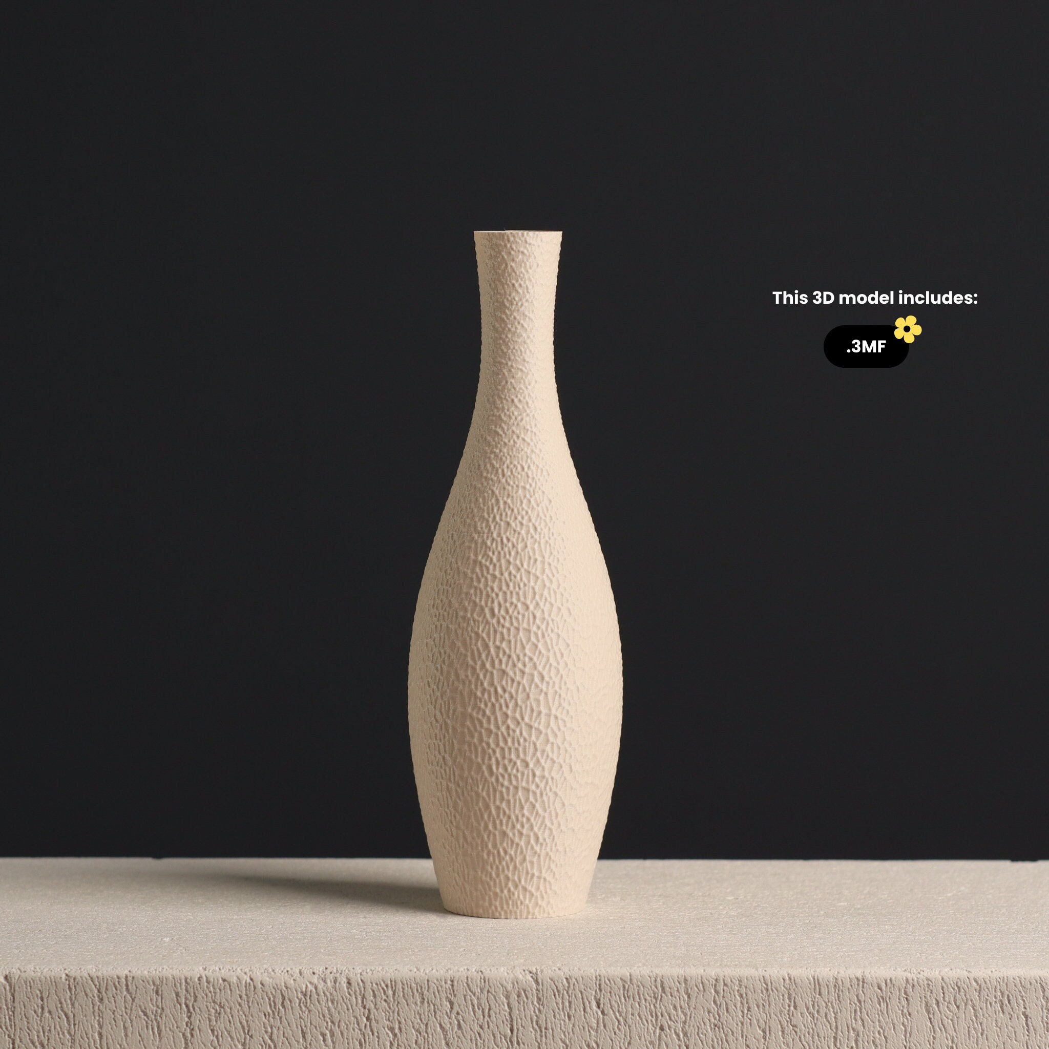 Tall Textured Decoration Vase 3D Model for Vase Mode 3D Printing - Etsy, image size:2048x2048