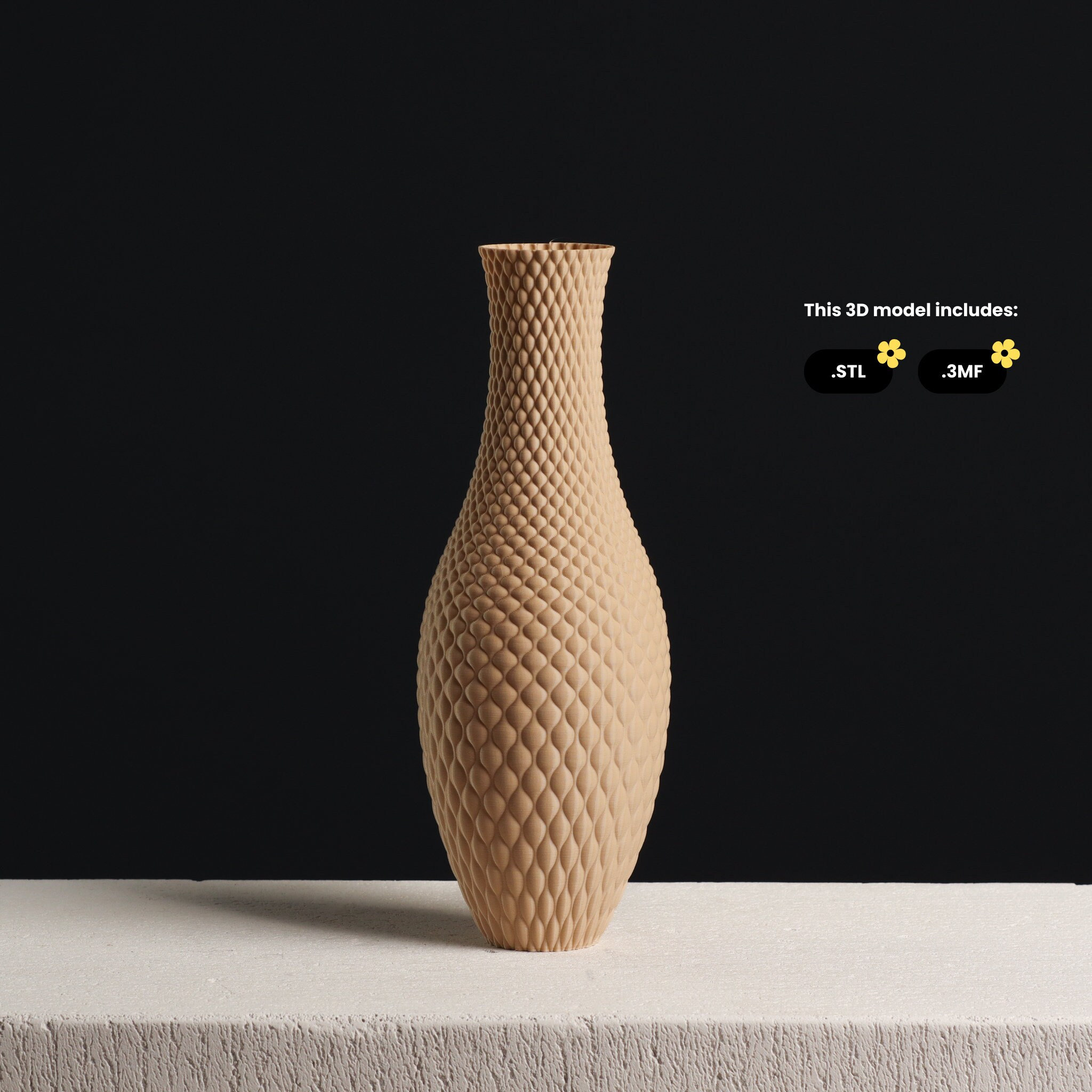 バブルフラワーベースSTLファイル、ベースモード3Dプリント用3D