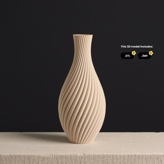 Swirl Vase STL file, 3D Model for 3D Printing in Vase Mode