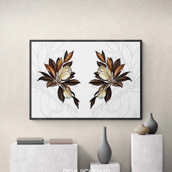 Flowers Printable art, Warm Aesthetic, Earthy Wall Decor, Printable Wall Art, Japandi interior, Scandinavian interior design