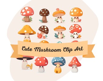 Cute Mushroom mystic illustration clip art printable PNG PDF clipart images | back to school art | teacher art | book and writing | niji art
