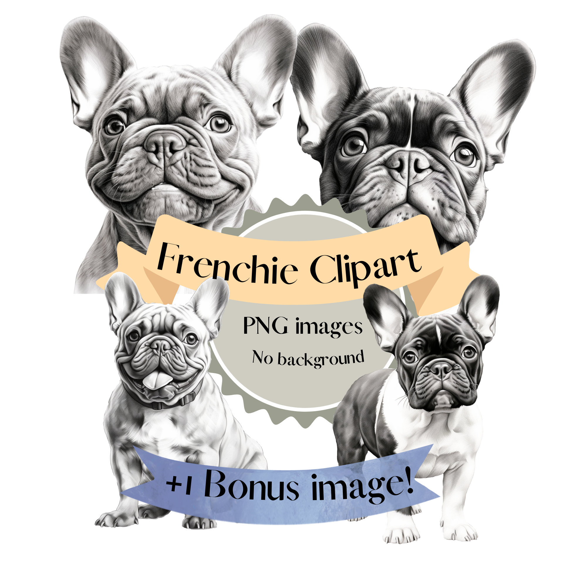 French Bulldog SVG PNG Image Clipart Black and White Minimalist No ...