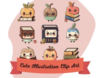 Cute Children’s book illustration clip art printable PNG PDF clipart images | back to school art | teacher art | book and writing | niji art