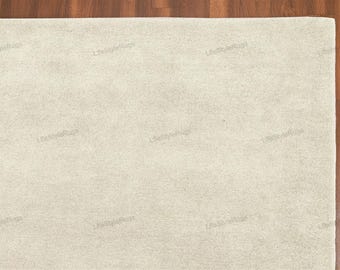 Hand-Tufted Wool Rug: Plain Ivory, Modern Style, Custom Size