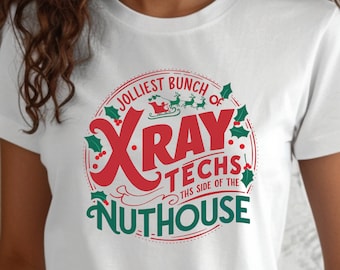 Jolliest Bunch of X-Ray Techs Christmas Tee - Comfort Colors