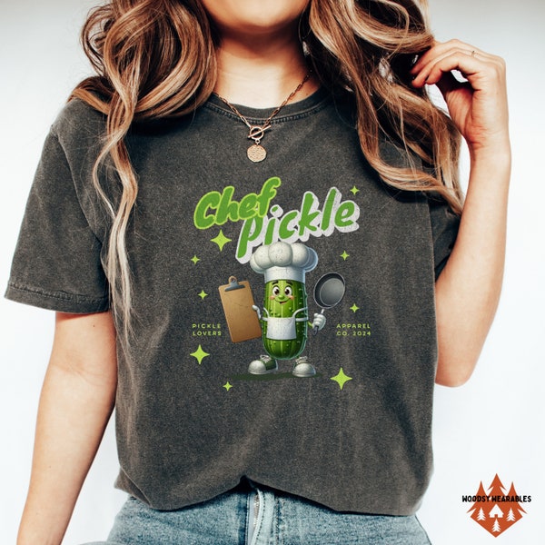 Chef Pickle T-Shirt, Culinary Pickle Character Design, Comfort Colors®