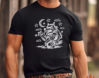 Funny Werewolf T-Shirt: Spooky Halloween Horror Punk Tee