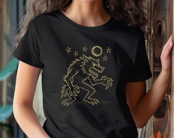 Werewolf Sketch T-Shirt: Funny Cryptid Halloween Tee - Comfort Colors 1717