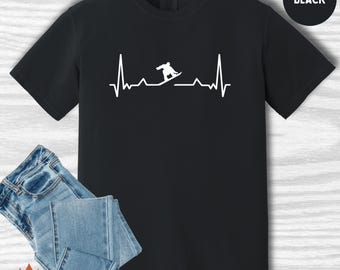 Snowboarder Heartbeat T-Shirt: Comfort Colors Winter Sports Tee