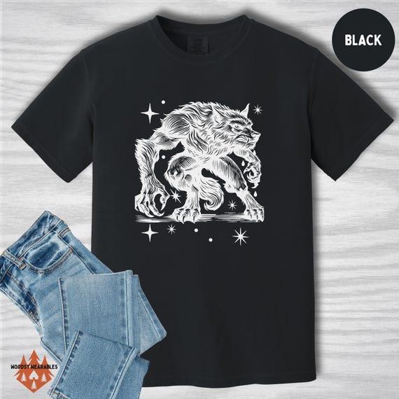 Werewolf Shirt, Gothic Wolf Monster Graphic Tee for Spooky Horror Style