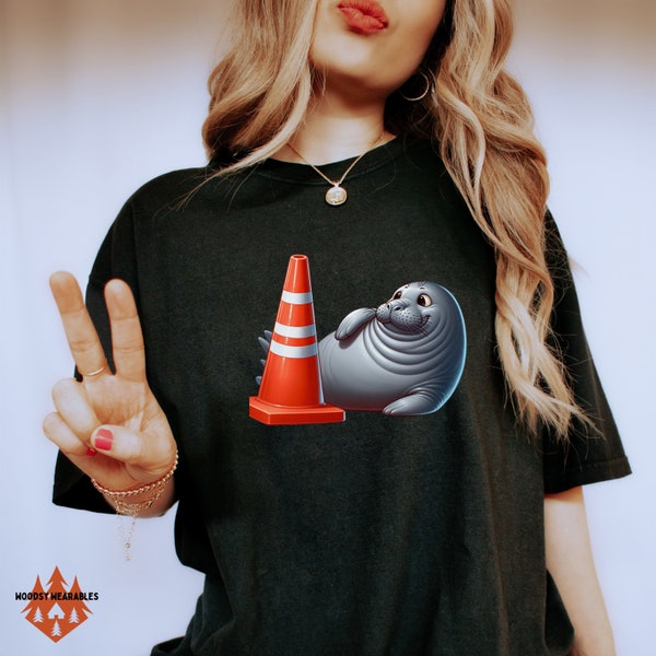 Neil the Elephant Seal T-Shirt, Tasmanian Traffic Cone Adventure Tee, Comfort Colors®