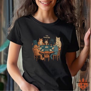 Cats Playing Poker T-Shirt, Funny Cat Lover's Tee, Retro Style Cats Card Game Shirt, Comfort Colors 1717