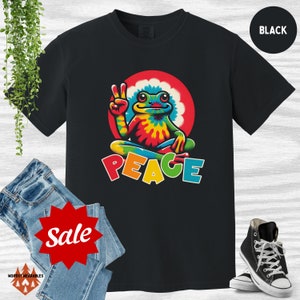 Peace Frog Tie-Dye T-Shirt: Retro 60s Hippie Comfort Colors Tee