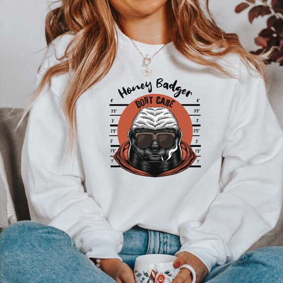 Don't Care T-Shirt With Honey Badger Wearing Sunglasses Don't Care T-Shirt With Honey Badger Wearing Sunglasses