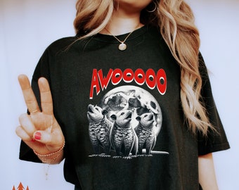 Possum Howling Trio T-Shirt, 'Awooooo' Moonlight Tee, Comfort Colors®