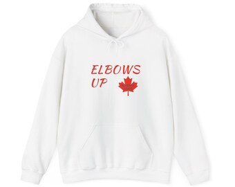 Elbows Up Sweatshirt, Never a State, Canadian Pride Hoodie, Hockey Maple Leaf Pullover, Patriotic Canada Gift, Cozy Unisex Hoodie